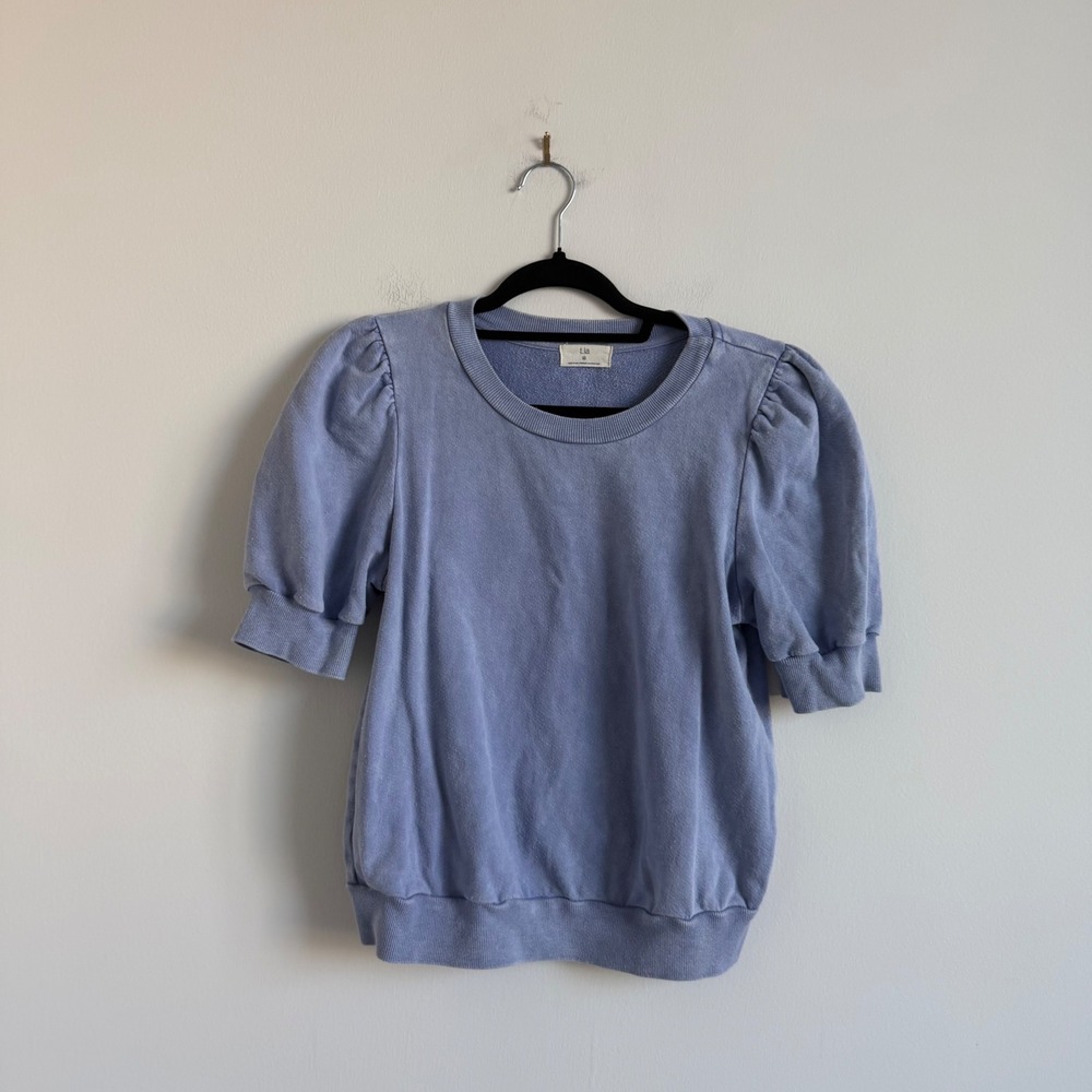 Anthropologie T.la Periwinkle Puff Sleeve Pullover Size Medium - Picture 2 of 8